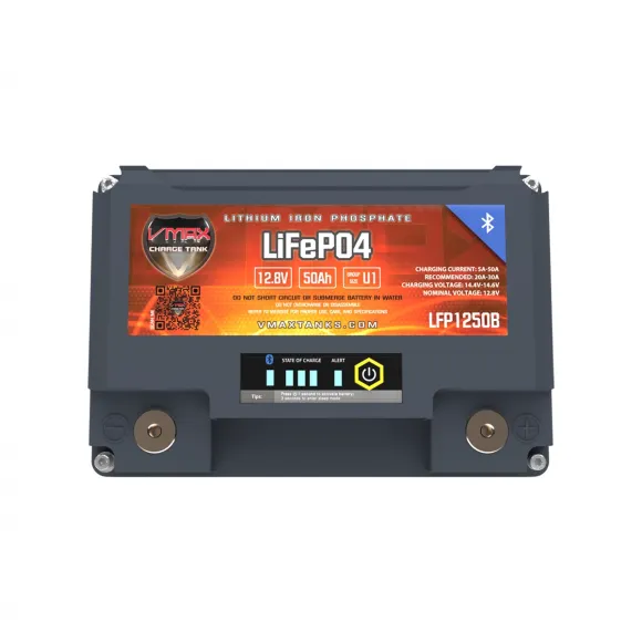 LFP1250B LiFePO4 12V 50AH Battery W/50A BMS/LED/Bluetooth